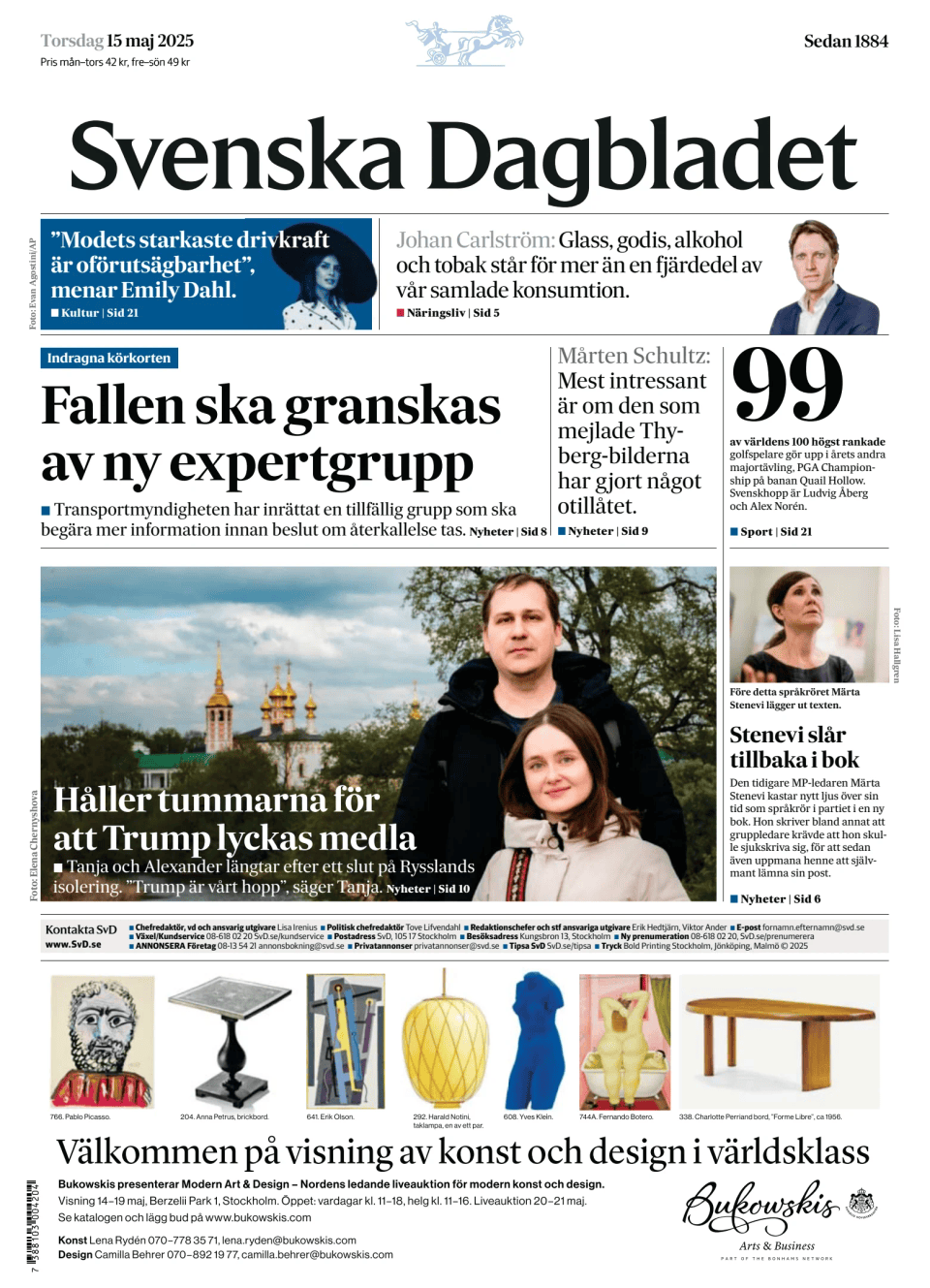 Prima-pagina-Svenska Dagbladet-edizione-di-oggi-20250515